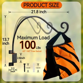 Lifyzoon Swivel Hanging Plant Bracket Outdoor: Long Bird Feeder Hanger Bracket for Tree - Wall Mount Swivel Hook for Hummmingbird 22Inch