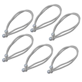 UMCHU Pack of 6 Braided Curtain Tie Rope Belt Bead Curtain Tieback 40 cm for Living Room Bedroom Cafe (Silver Grey)
