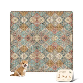 nunubaby 2PACK Washable Pee Pads for Dogs, Stylish, Non-Slip and Leak-Proof Pee Pads. Reusable Potty Pads for Dogs for Crates and Floors.(Cream/Multi, 72" x72" )