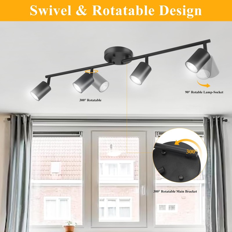 BoostArea BoostArea LED 4 Light Track Lighting Kit, Black 4