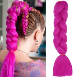 Herina Orchid Pink Braiding Hair For Braids One Pack Jumbo Fake Braid Hair Extensions For Dutch Braid Or Match Color Bubble Braids(1pc/pack)