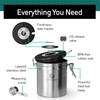 Coffee Gator Coffee Canister, 16oz Airtight Stainless Steel Kitchen Food