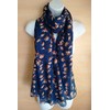 GlamLondon MAGNOLIA Print Scarf, Navy Blue Colour, Floral Flower Fashion