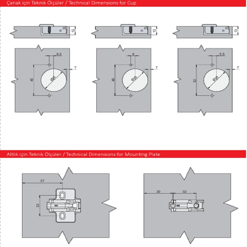 2XSamet Clip Top Black Soft Close 110° Inset Cabinet Hinge