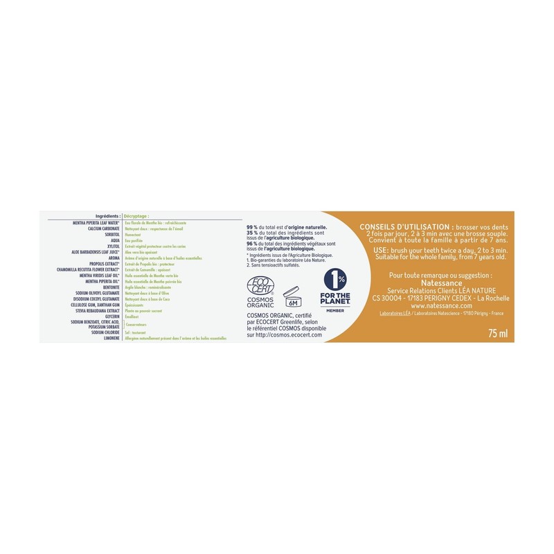 Natessance - Complete Toothpaste - Oral Care - Organic Cosmos