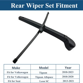 Rear Windshield Wipers Blade Arm Set for Volkswagen Tiguan 2018-2023, Back Glass Wiper Arm Blade Replacements All Seasons Fit,Replacement OE: 5NN-955-707-03C