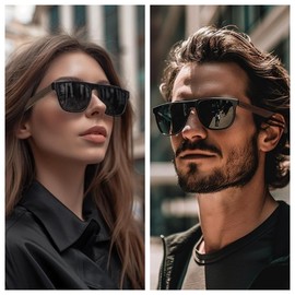 WOODONLY Modern Wood Polarized Sunglasses - Cool Style Fashion Frame with Wooden Temple for Men and Women Perfect Gifts (Black + Walnut)