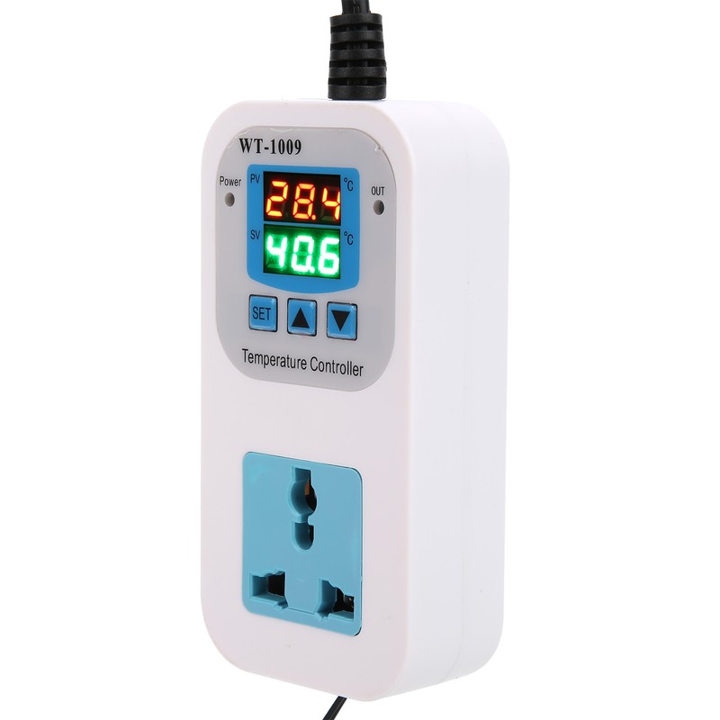 Temperature Controller Digital Dual Display Electronic Control Socket 10A WT‑1009