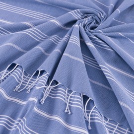 SOULMARK Turkish Cotton Beach Towel - Large 38"x71" Sand Free Quick Dry Beach Blanket, Lightweight, Ultra Absorbent, Pre-Washed - Made in Green (Light Blue)