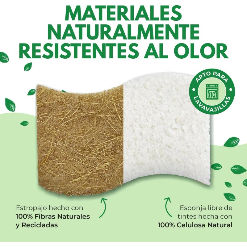 12 Pcs Esponjas Cocina Celulosa Y Coco Beige Sin Rayar