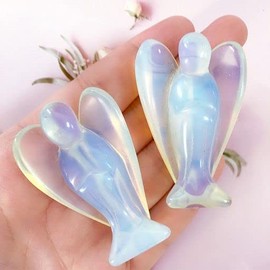 YATOJUZI 2''Opal Angel Decor Crystal Natural Stones Polished Hand-Carved Big Sculpture Statue Figurines Home Office Desk Decoration Healing Crystal for Women Men
