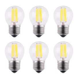 A15/G45 LED Bulb, 4 Watts Dimmable Mini Globe Style Bulb, Standard E26 Base, 400Lm Warm White Light 2700K, Clear Glass Shell, 40W Incandescent Replacement, 6 Pack
