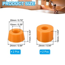 PATIKIL Skateboard Bushing for Skateboard Parts 90A PU Longboard Truck Bushing Rebuild Kit 2 Set, Orange