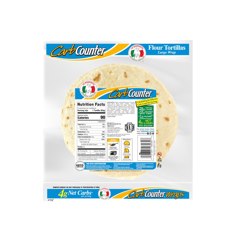 La Banderita Carb Counter® White | 10" Size Flour Tortillas