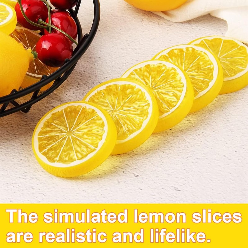 RDNKVB Pack of 10 Artificial Lemon Slices Plastic Fake Lemon