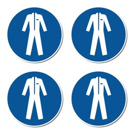 Use protective clothing, mandatory sign: M010 - DIN EN ISO 7010 / ASR A1.3 - sticker: diameter 7.5 cm, pack of 4