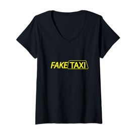 Women's I'm The Fake Taxi Driver V-Neck T-Shirt, black