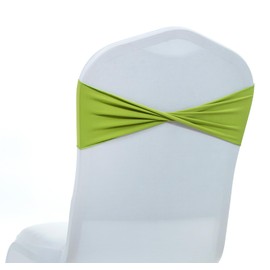 MDS Pack of 250 Spandex Chair Sashes Bows Elastic Stretch Dining Chair Bands Ties Without Slider Buckle Universal fits for Wedding Baby Shower Birthday Party Banquet Event Decoration - Apple Green