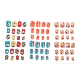 Healeved Fake Nail Tips Children 72pcs Christmas Theme Full Cover Nail Art Press on Nails