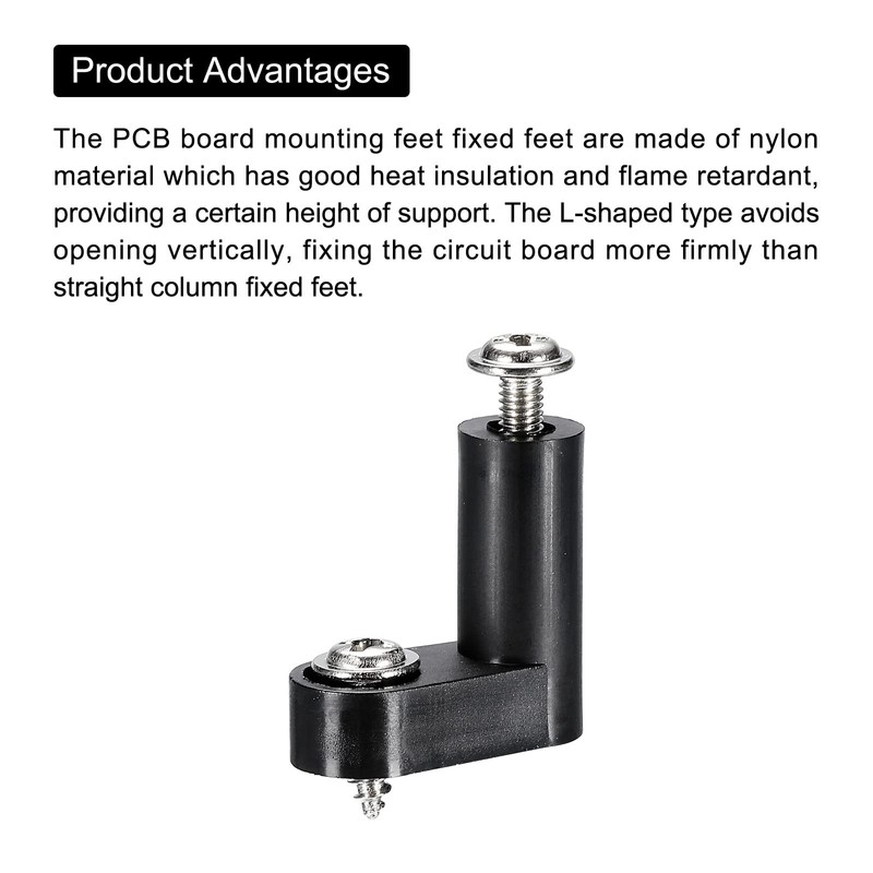 sourcing map 20 Set PCB Plastic Fixed Feet PCB Black