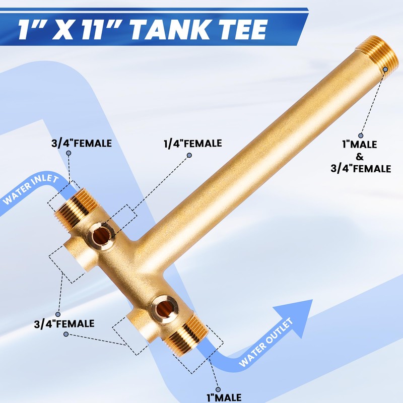 Well Pressure Tank Tee Kit with 40/60psi Pressure Switch,Brass Pressure