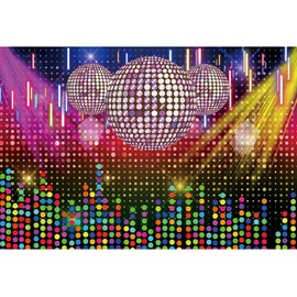 Ttincceer 270 x 180 cm Disco Backdrop Sparkling Neon Vintage Dance Party Photography Backgrounds Back to 80s 90s Disco Fever Dancer Photography Background Photo Booth Prop