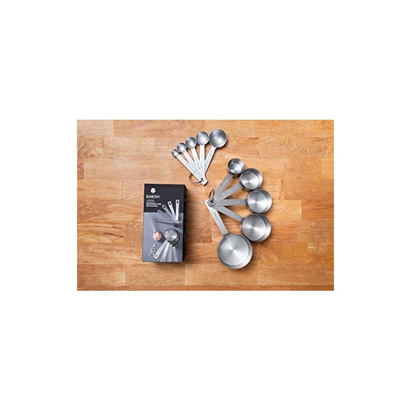 Babish Juego de 10 tazas medidoras y cucharas de acero
