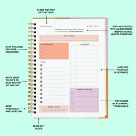 S&O Undated Planner with Meal, A5 Habit & Routine Tracker, Daily To Do List-Daily Planner Goal Agenda Abstract Notebook Organizer for 2023, Students, College, Work, ADHD, Fitness, Productivity