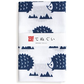irodori TE-06115-IR Small Hand Towel, Hedgehog (White) Non-fraying Treatment, 12.6 x 35.4 inches (32 x 90 cm)