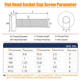 25Pcs M6x55mm Flat Head Screws and Bolts, M6 Socket Flat Head Screw, M6-1.0x55mm Bolt,Stainless Steel Furniture Bolts Screws, Fully Machine Thread, Allen Hex Drive,Bright Finish