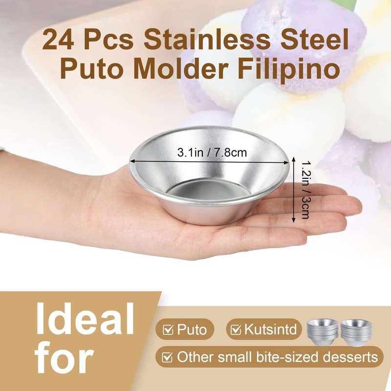 ZANHIX 24 Pcs Puto Molder Filipino Stainless Steel - Medium-Size