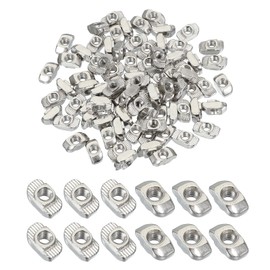 PATIKIL 3030シリーズM5 Tナット、100個のTスロットナット槌ヘッドファスナーナット、ニッケルメッキされた炭素鋼ナット、アルミニウムプロファイル用、シルバー