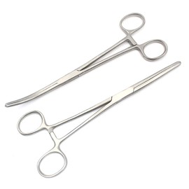 DDP 2PC Set 6" Straight + Curved HEMOSTAT Forceps Locking Clamps Stainless Steel