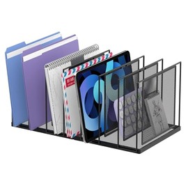 Organizador de archivos para escritorio, clasificador de archivos vertical de 7 secciones, organizador de papel, carpeta de archivos de metal de pie p