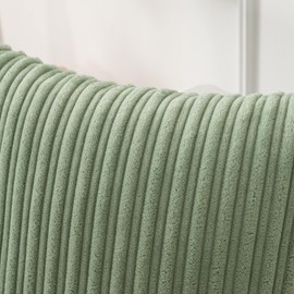 Kevin Textile Spring Oblong Throw Pillow Striped Corduroy Rectangle Pillow Covers for Couch Lumbar Cushion Covers, 12 x 20 inch, Sage Green, 2 Pack