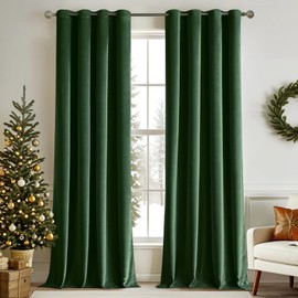 MIULEE Velvet Curtains Emerald Green Elegant Christmas Grommet Thermal Insulated Soundproof Room Darkening Black Out Curtains/Drapes for Classical Living Room Bedroom Decor 52 x 108 Inch Set of 2