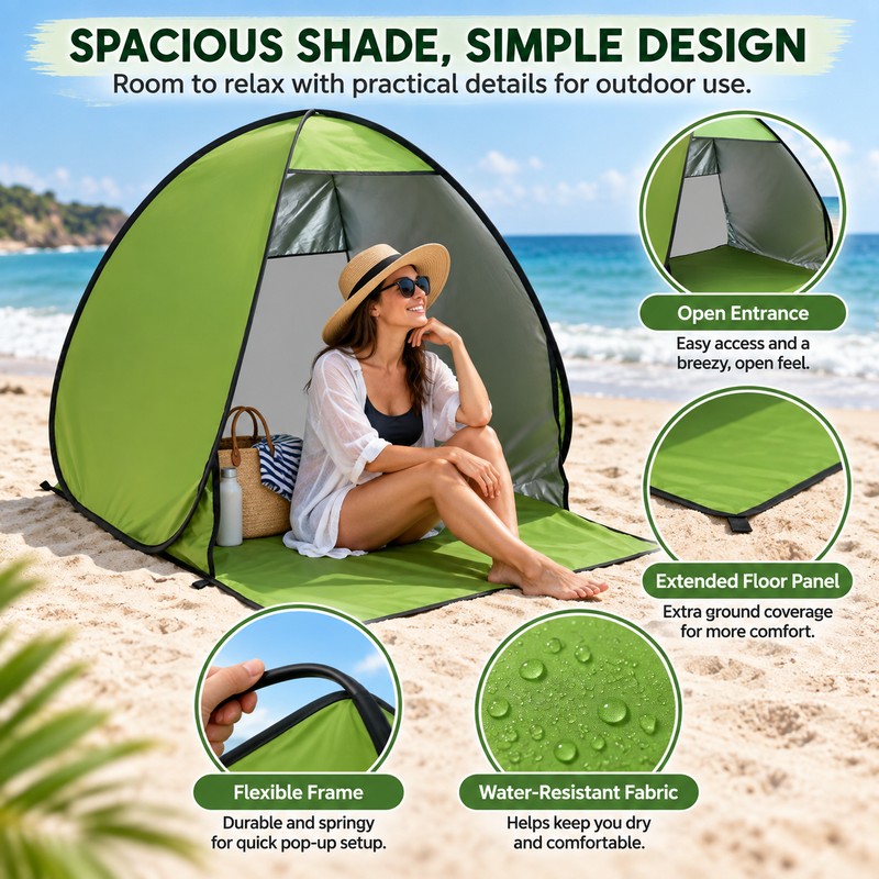 Pop-Up Beach Tent for Camping & Sun Shade – Quick-Opening
