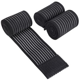 DERAYEE Bandage Supporter, Adjustable Elastic Band, 2 Pieces, 59.1 inches (150 cm), Black, Elbow, Knee, Calf, Ankle, Taping Supporter, Thigh, Flesh Away Knee, Sports, Unisex, Breathable, Stretchy