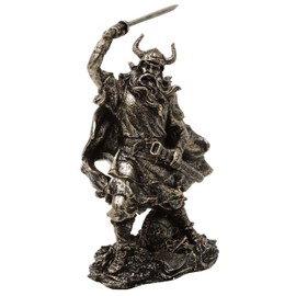 MystiCalls Viking Figurine with Raised Sword Viking Figurine Viking Decoration Warrior