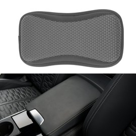 TUCKBOLD Universal Center Console Cover Car Armrest Cover Middle Console Cover Lid for Most Vehicle SUV Car Sedan 1319"x7.28"x0.79" Gray Faux Leather Grid Pattern