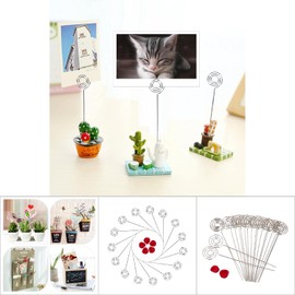 Yosoo 50Pcs Metal Wires Business Card Holder Memo Photo Picture Paper Note Clip Holder DIY Craft Home Office Supplies (Size : 1#)