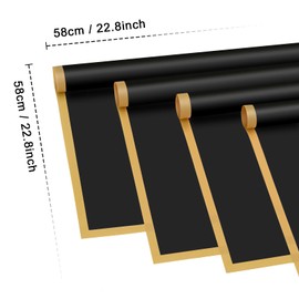 Aubeco 48 Sheets Waterproof Flower Wrapping Paper, Black Bouquet Wrap for Gifts, Florist Supplies, Box Packaging, Weddings, and Birthdays, 22.8 x 22.8 Inches