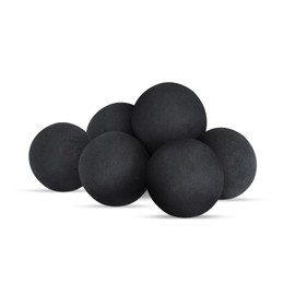 FlameDuty Ceramic Fire Balls for Fire Pit, Set of 6 Round Fire Stones Reusable Fireballs Set for Indoor and Outdoor Fire Pits or Fireplaces Accessory, 5 Inch,Black