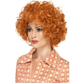Smiffys Curly Afro Wig, Ginger , 1970's Disco Fancy Dress, 1970s Dress Up Wigs