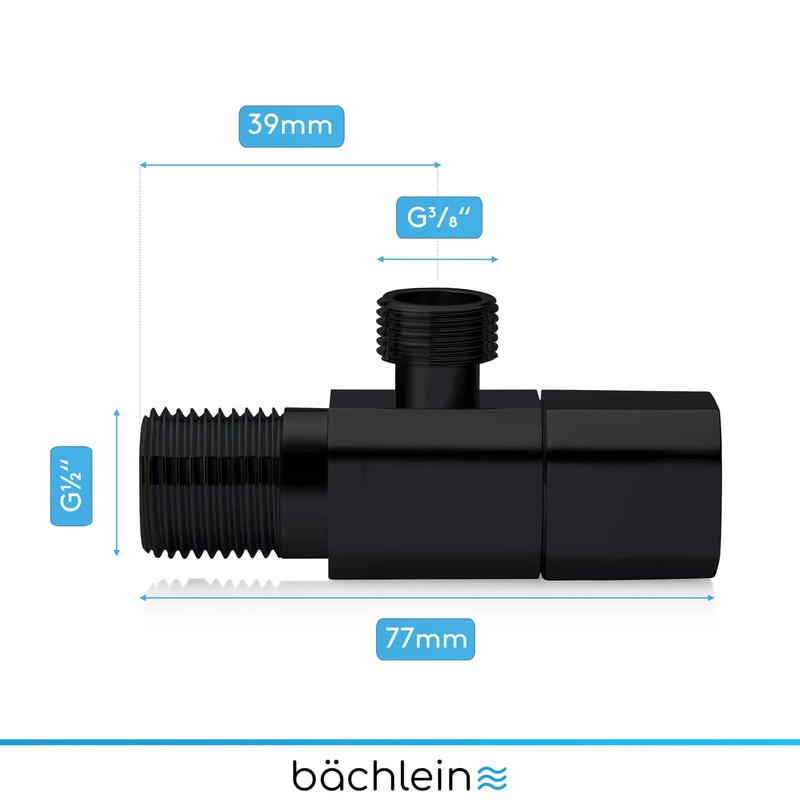 Bächlein Universal Angle Valve with Quick Release in Matt Black