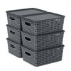 Nihenok 6 Pack Plastic Weave Storage Organizer Baskets with Lid,