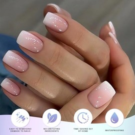 Tiras De Gel Semicuradas Oauee 20 Pegatinas Para Uñas Requieren Luz Uv Calidad De Salón Fácil Aplicación Y Remoción(Rosa Degradado Transparente) Color