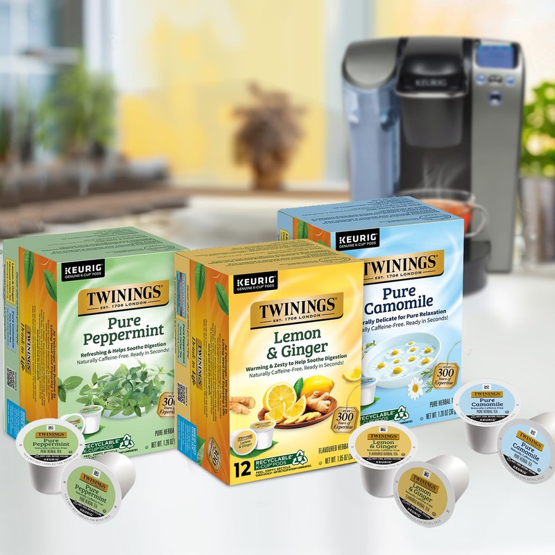 Twinings Herbal Tea K-Cup Pods for Keurig, Variety 3-Pack –