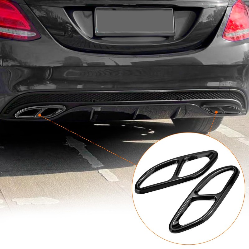 QWORK® 2 Pieces Exhaust Trim Metal Exhaust Tailpipe Cover Compatible