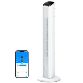 GoveeLife White Tower Fan for Bedroom, 36" Smart Floor Fan with App/Voice Control, Temperature Sensor, 5 Modes 8 Speeds(25ft/s), 29dB Quiet Oscillating Fan for Office, 24H Timer, Auto Cooling